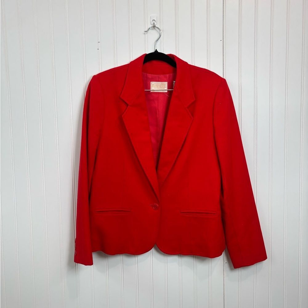 Pendleton vintage Classic Red Wool single button closure blazer Jacket